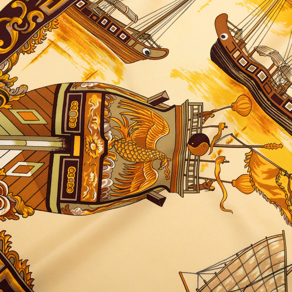 Pre-Loved Hermes Jonques Et Sampans Silk Scarf - Picture 3 of 7